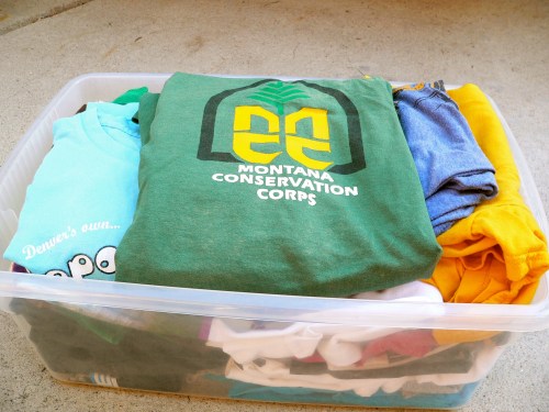 bin of t-shirts